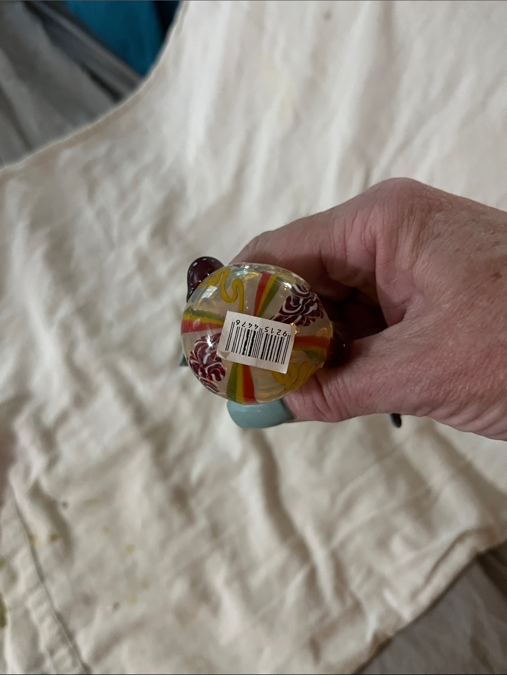 Hand-Blown Glass Spoon Piece  with Yellow & Multicolor Accents - Picture 2 of 3